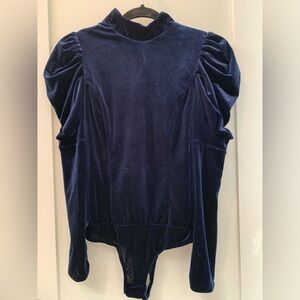 NWT Misa Los Angeles blue velvet bodysuit size Smalll